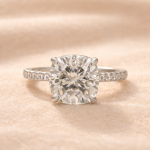 S925 Moissanite 3.5Ct Cushion Cut Hidden Halo Engagement Ring in Sterling Silver - Image 4