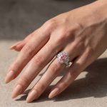 S925 Vintage 4.0Ct Pink Stone Halo Pear Cut Twist Engagement Ring In Sterling Silver - Image 2