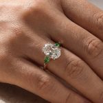 S925 Vintage Two-Tone Oval Cut Three Stone Engagement Ring In Sterling Silver