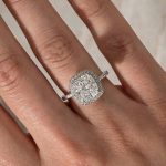 S925 Elegant Halo Cushion Cut Engagement Ring In Sterling Silver