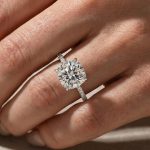 S925 Moissanite 3.5Ct Cushion Cut Hidden Halo Engagement Ring in Sterling Silver