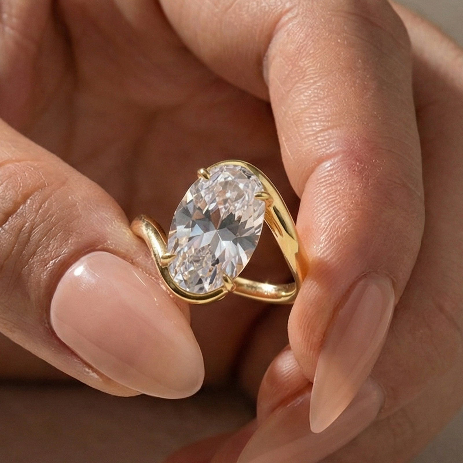 06 S925 5.0Ct Oval Cut Solitaire Simulated Diamond Engagement Ring in Sterling Silver - Image 1