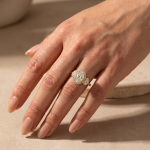 S925 2.5Ct Halo Oval Cut Three Stone Engagement Ring Travel Ring In Sterling Silver - Image 6