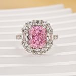 S925 Vintage 4.0Ct Halo Pink Cushion Cut Engagement Ring In Sterling Silver For Women - Image 3