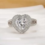 S925 2.0Ct Halo Heart Cut Promise Ring Split Shank Travel Ring In Sterling Silver - Image 4