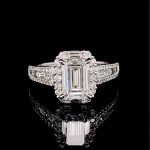 S925 Luxurious Halo Emerald Cut Engagement Ring In Sterling Silver - Image 3