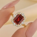 S925 Yellow Gold Halo Emerald Cut Engagement Ring In Sterling Silver - Image 8