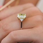 S925 Radiant Cut Yellow Stone Two-Tone Engagement Ring With Triangle Cut Side-stones - Image 4