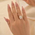 S925 Stunning Yellow Gold Cushion Cut Simulated Diamond Engagement Ring In Sterling Silver - Image 2