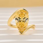 S925 4.5Ct Pear Cut Yellow Gold Engagement Ring For Woman - Image 9