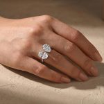 S925 Unique Double Stones Design Oval Cut & Pear Cut Engagement Ring - Image 3