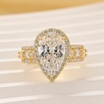 S925 Luxe 4.0Ct Pear Cut Halo Engagement Ring Travel Ring In Sterling Silver - Image 6