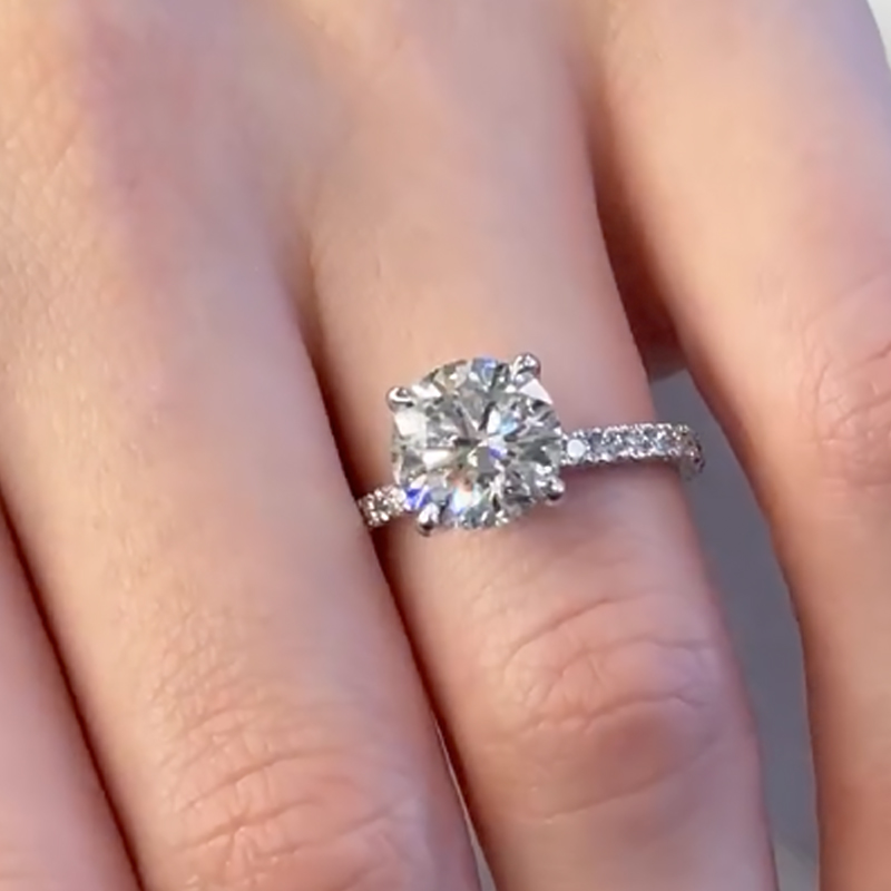 1-375 S925 Maxine Classic Moissanite 2.0 Carat Round Cut Promise Ring - Image 1