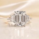 S925 Luxury 4.5 Ct Three Stone Emerald Cut Engagement Ring in Sterling Silver - Image 3