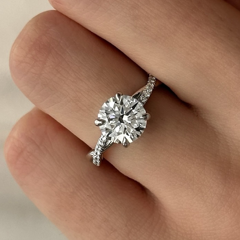1-396 S925 Maxine Twist Moissanite 2.0 Carat Round Cut Promise Ring - Image 1