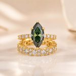 S925 White &Green Moissanite 3.0 Ct Marquise Cut Side Stone Yellow Gold Engagement Ring - Image 14