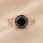 S925 Black Moissanite 4.0 Carat Hidden Halo Round Cut Rose Gold Engagement Ring - Image 4