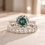 S925 Green Moissanite 3.0Ct Round Cut 6 Prong White Gold Promise Rings For Women - Image 9