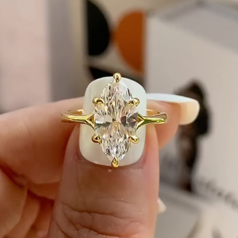 1-471 S925 3.0Ct Marquise Cut Solitaire Engagement Ring Travel Ring In Sterling Silver - Image 1