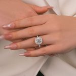 S925 Maxine Classic Moissanite 2.0 Carat Halo Round Cut Promise Ring - Image 3