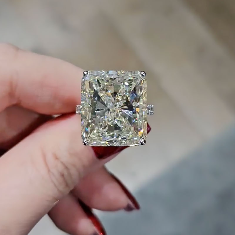 1-56 S925 Maxine Timeless 6.0Ct/12.0Ct Radiant Cut Engagement Ring In Sterling Silver - Image 1