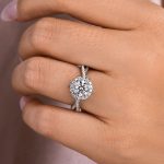 S925 Maxine Moissanite Noble 1.0 Carat Halo Round Cut Engagement Ring