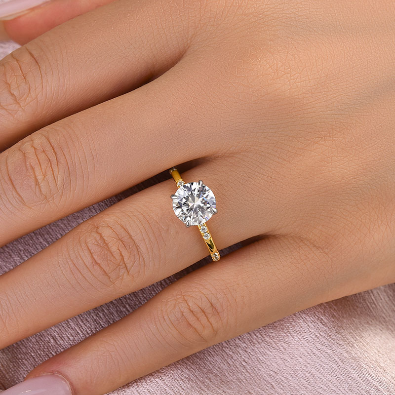 1-67 S925 Maxine Elegant Moissanite Two-Tone 2.0 Carat Round Cut Engagement Ring - Image 1