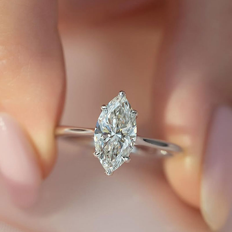 1-86 S925 Fashion Marquise Cut Women's Engagement Ring In Sterling Silver - Image 1