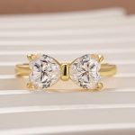 1.0Ct*2 Heart Cut Toi et Moi Yellow Gold Moissanite Engagement Ring in S925 Sterling Silver - Image 5
