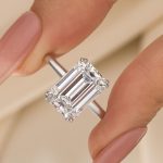 S925 Maxine 5.0Ct Solitaire Emerald Cut White Gold Travel Ring