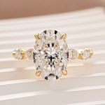 Moissanite 5.5Ct Oval Cut with 1.5Ct Side Stone Marquise Cut Engagement Ring in S925 Sterling Silver - Image 4