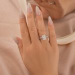 S925 Moissanite Triple Row Pavé 3.5Ct Radiant Cut White Gold Engagement Ring - Image 2