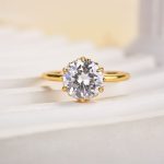 S925 Maxine Precious Moissanite 2.0 Carat Round Cut Yellow Gold Engagement Ring For Women - Image 3
