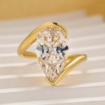 S925 4.5Ct Pear Cut Yellow Gold Engagement Ring For Woman - Image 4