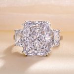 S925 Luxurious Radiant Cut Three Stone Women's Engagement Ring In Sterling Silver - Image 7