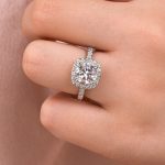 S925 Maxine Moissanite 2.0 Ct Halo Round Cut White Gold Promise Ring