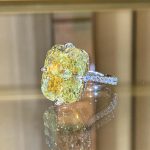 S925 Yellow Sapphire 6.0 Carat Cushion Cut Elegant Engagement Ring
