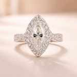 S925 Sterling Silver Moissanite 3.0Ct Marquise Cut Halo Engagement Ring For Women - Image 3