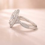 S925 Sterling Silver Moissanite 3.0Ct Marquise Cut Halo Engagement Ring For Women - Image 4