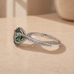 S925 Green Moissanite 3.0Ct Round Cut 6 Prong White Gold Promise Rings For Women - Image 5