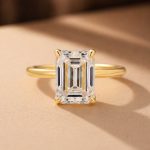 S925 Moissanite Solitaire 3.5Ct Emerald Cut Engagement Ring in 18K Yellow Gold Plated Sterling Silver - Image 5