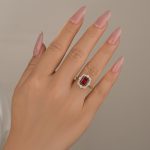 S925 Yellow Gold Halo Emerald Cut Engagement Ring In Sterling Silver - Image 9