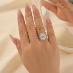 S925 Halo Oval Cut Simulated Diamond Engagement Ring - Image 2