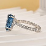 S925 Unique Pear Cut Blue Sapphire Engagement Ring In Sterling Silver - Image 5