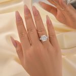 S925 Luxurious Radiant Cut & Heart Cut Three Stone Engagement Ring In Sterling Silver - Image 2
