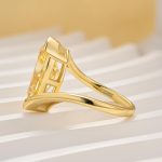 S925 4.5Ct Pear Cut Yellow Gold Engagement Ring For Woman - Image 10