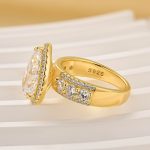 S925 Luxe 4.0Ct Pear Cut Halo Engagement Ring Travel Ring In Sterling Silver - Image 7