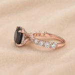 S925 Black Moissanite 4.0 Carat Hidden Halo Round Cut Rose Gold Engagement Ring - Image 5