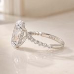 S925 5.0Ct Oval Cut Side Stone Yellow Gold&White Gold Engagement Ring For Woman - Image 7