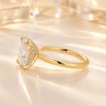 S925 Moissanite 3.5Ct Radiant Cut Hidden Halo Engagement Ring 18K Yellow Gold Plated Promise Wedding Ring For Women - Image 4